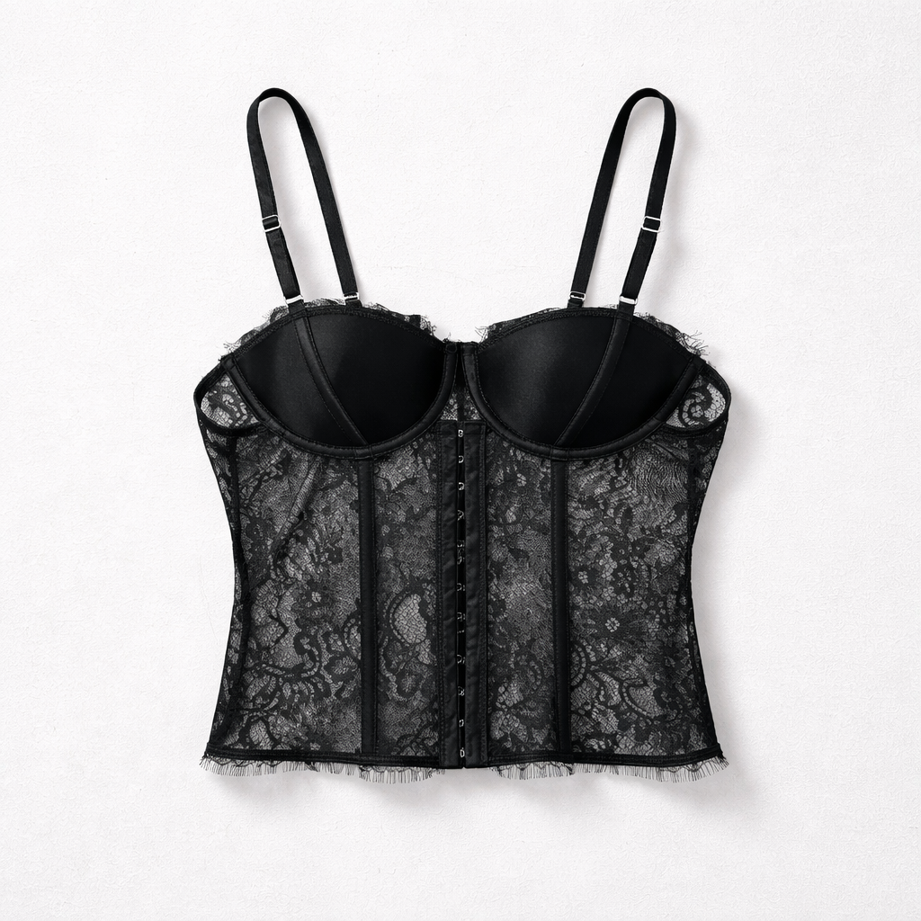 Corset Dantelă Neagră „Midnight Lace”