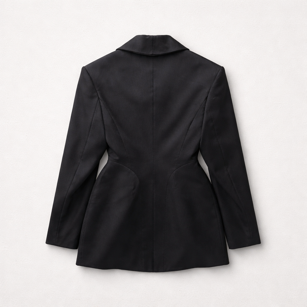 Rochie tip sacou neagră cu balene laterale