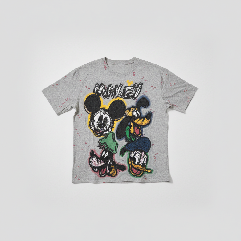 Tricou oversize Mickey & Friends – gri