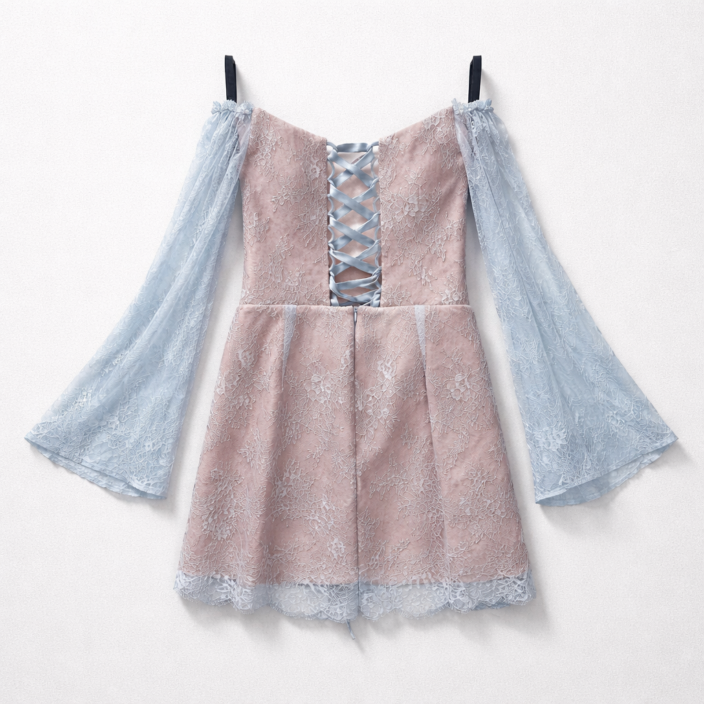 Rochie delicată din dantelă cu mâneci vaporoase