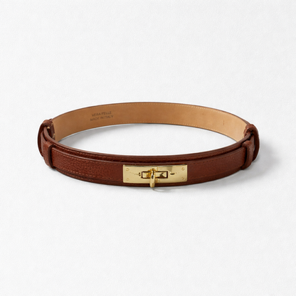 Curea elegantă din piele naturală cu cataramă metalică premium