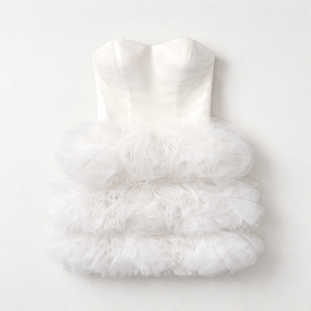 Rochie elegantă tip corset cu volane din tulle