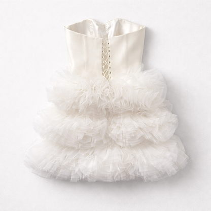 Rochie elegantă tip corset cu volane din tulle