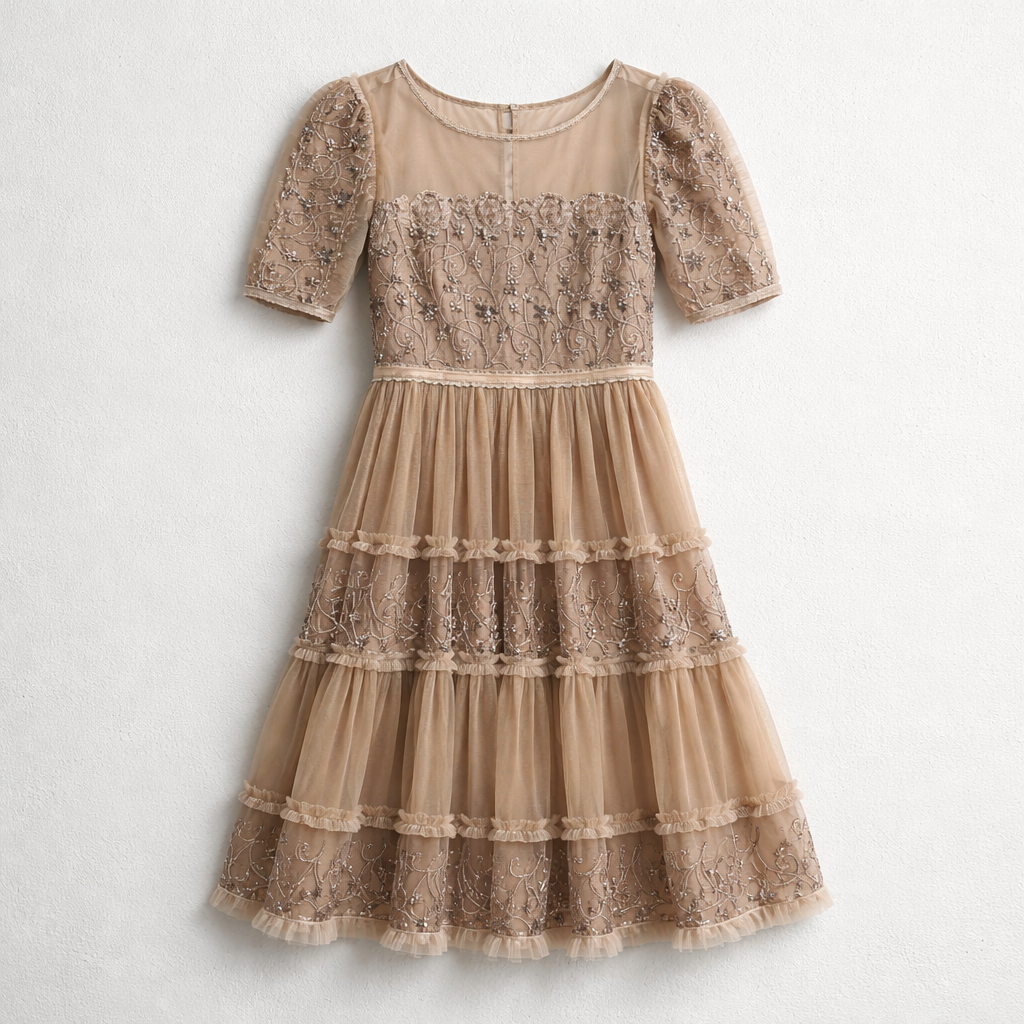 Rochie de ocazie din tulle brodat