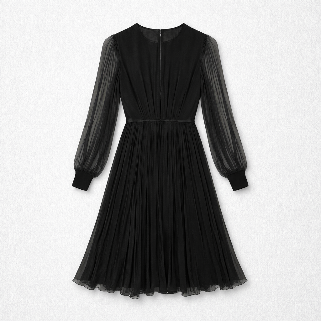Rochie din mătase naturală cu detalii din catifea