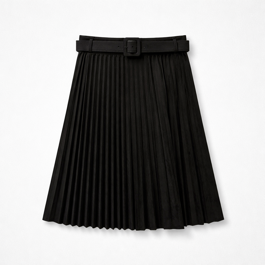 Fustă midi plisată velur negru