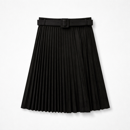 Fustă midi plisată velur negru