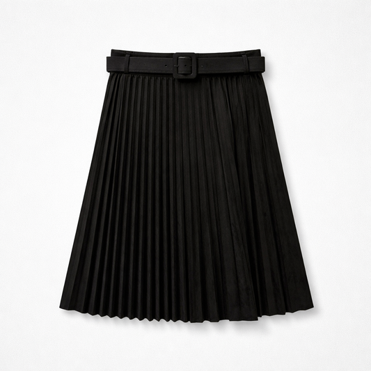 Fustă midi plisată velur negru