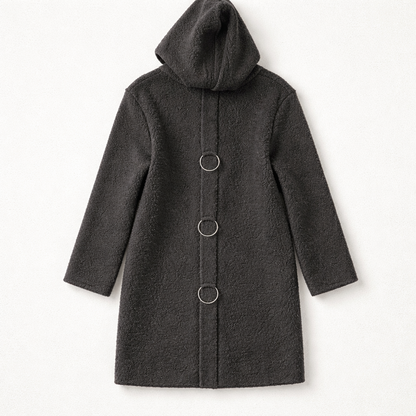renci negru damă, trenci cu glugă, palton damă negru, trenci elegant femei, trenci casual