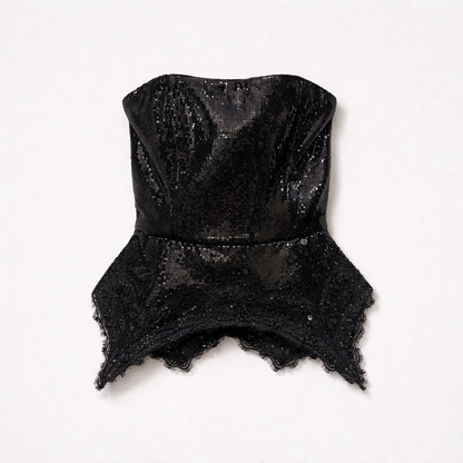 Corset negru din paiete și dantelă