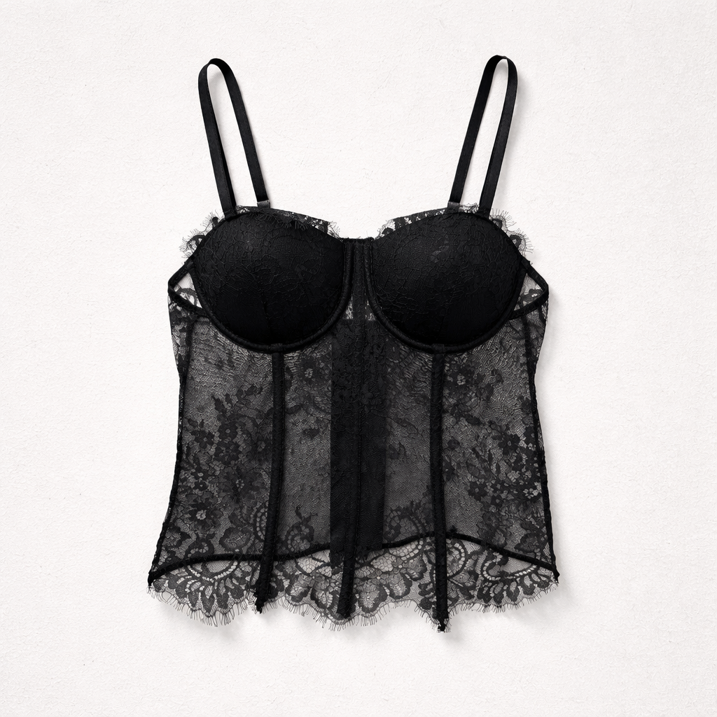 Corset Dantelă Neagră „Midnight Lace”