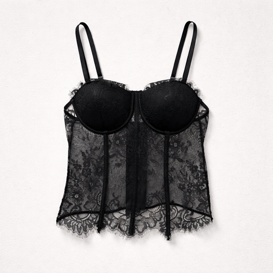 Corset Dantelă Neagră „Midnight Lace”
