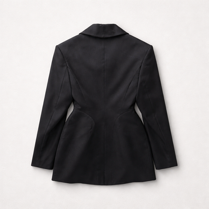 Rochie tip sacou neagră cu balene laterale