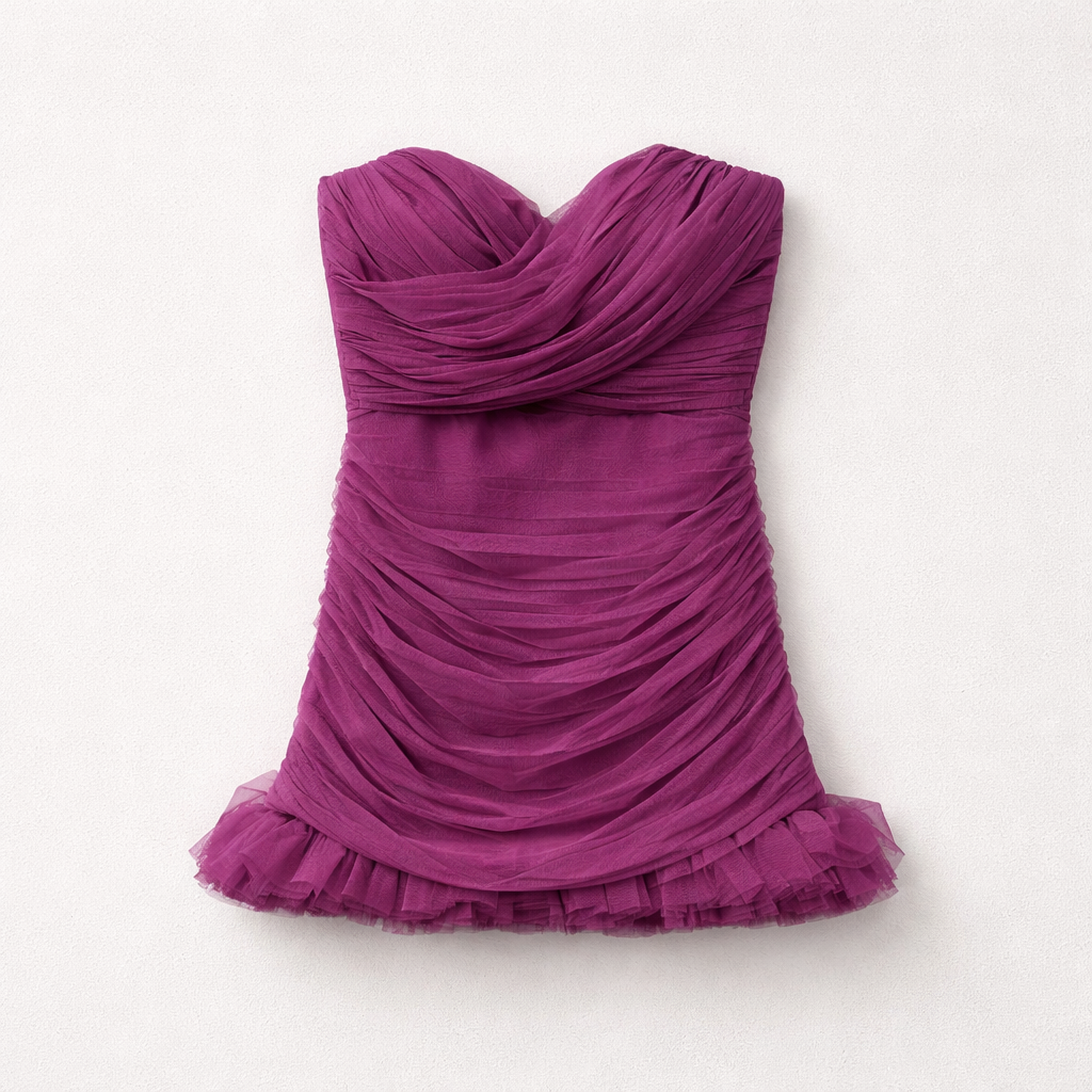 Rochie mini mov fără bretele