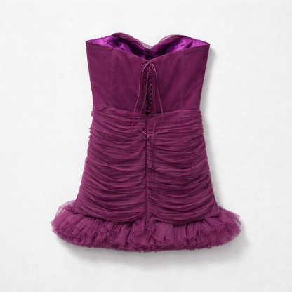Rochie mini mov fără bretele