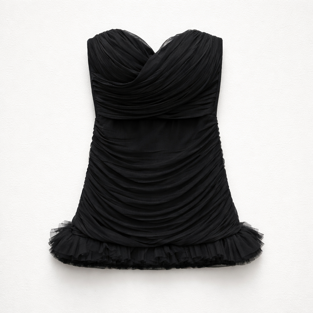 Rochie mini neagră fără bretele