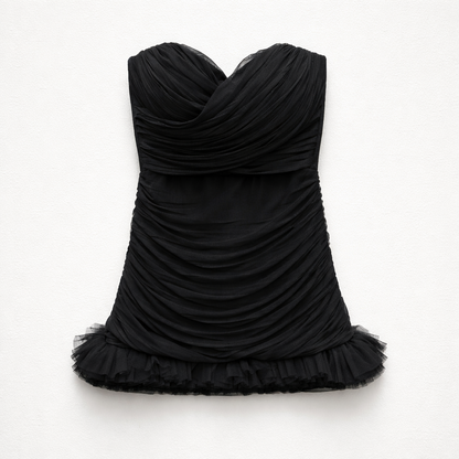 Rochie mini neagră fără bretele