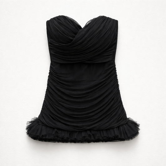 Rochie mini neagră fără bretele