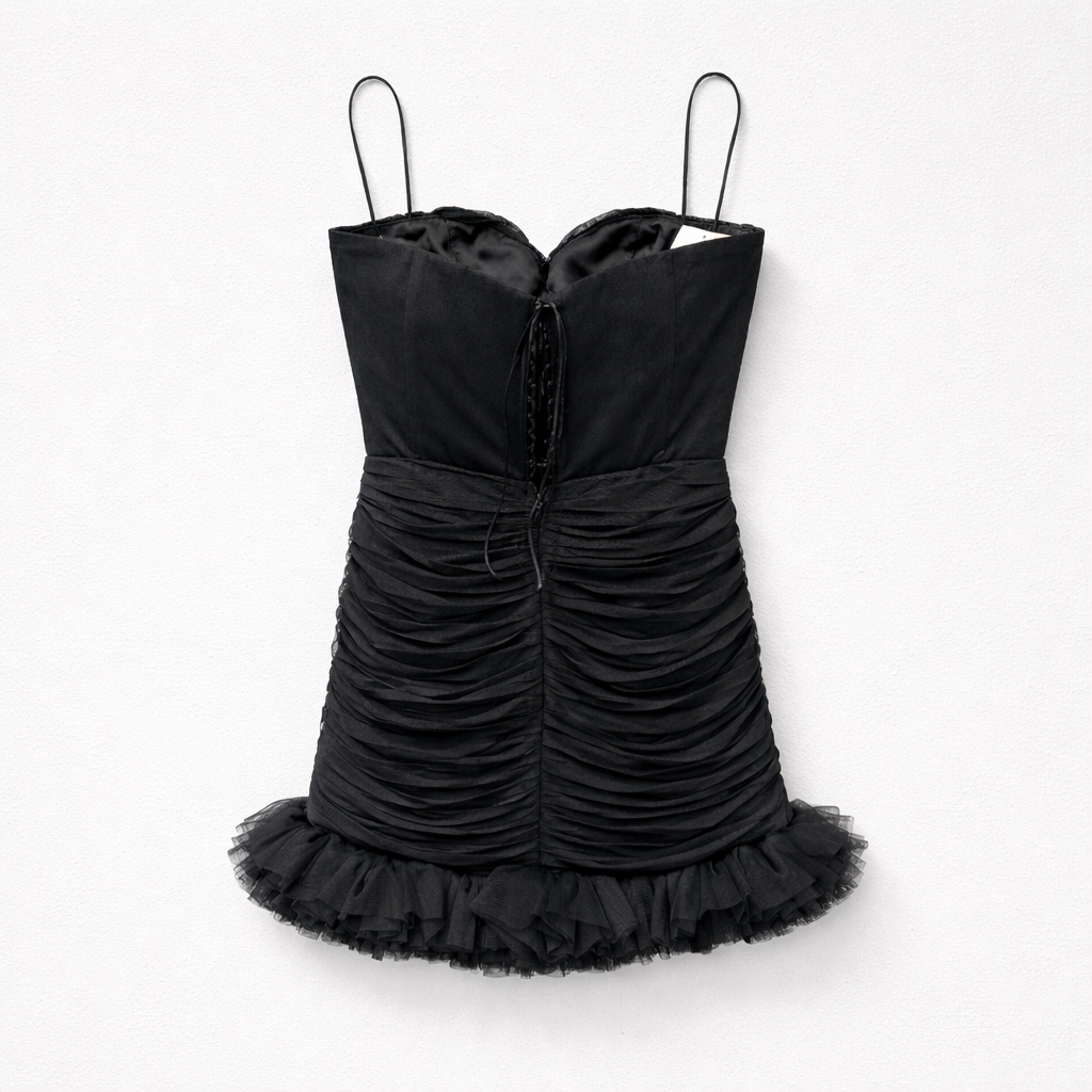 Rochie mini neagră fără bretele