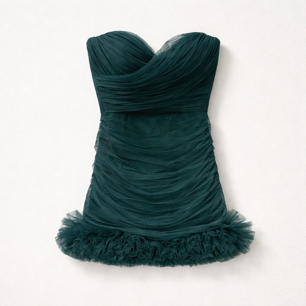 Rochie mini verde smarald, fără bretele