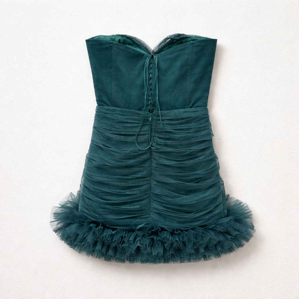 Rochie mini verde smarald, fără bretele