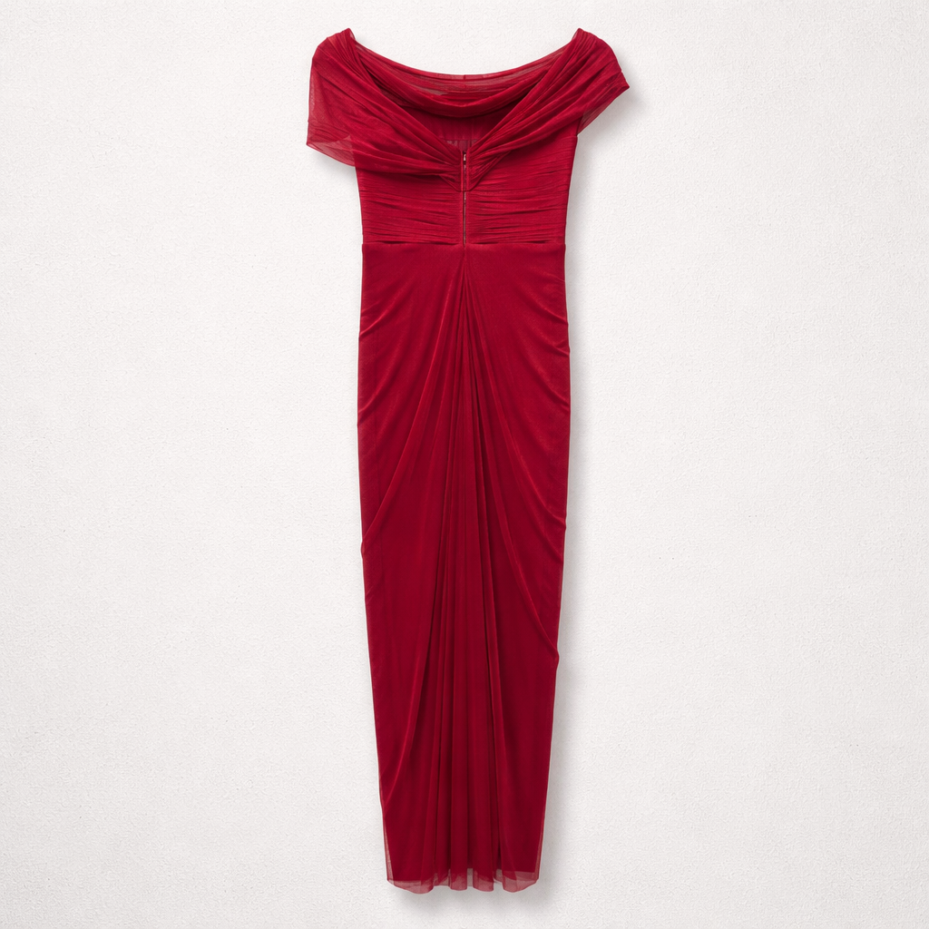 Rochie fucsia din tull de mătase naturală