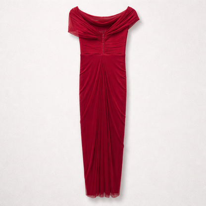 Rochie fucsia din tull de mătase naturală
