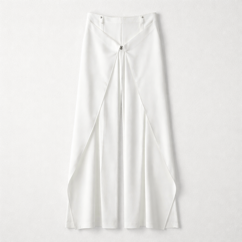 Pantaloni albi eleganți cu croială largă