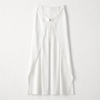 Pantaloni albi eleganți cu croială largă