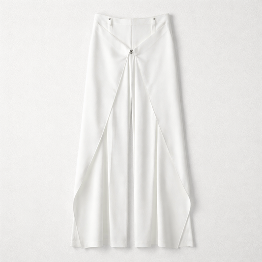 Pantaloni albi eleganți cu croială largă