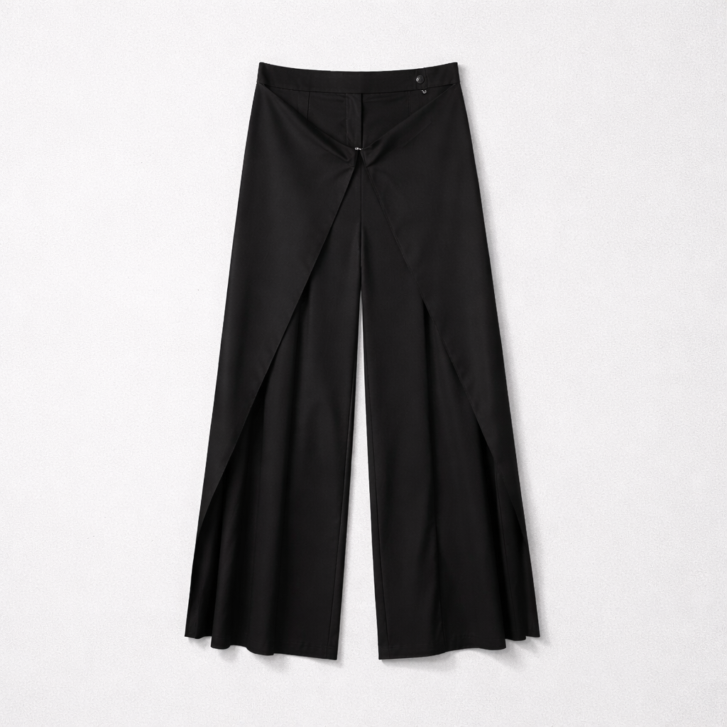 Pantaloni negri eleganți cu croială largă